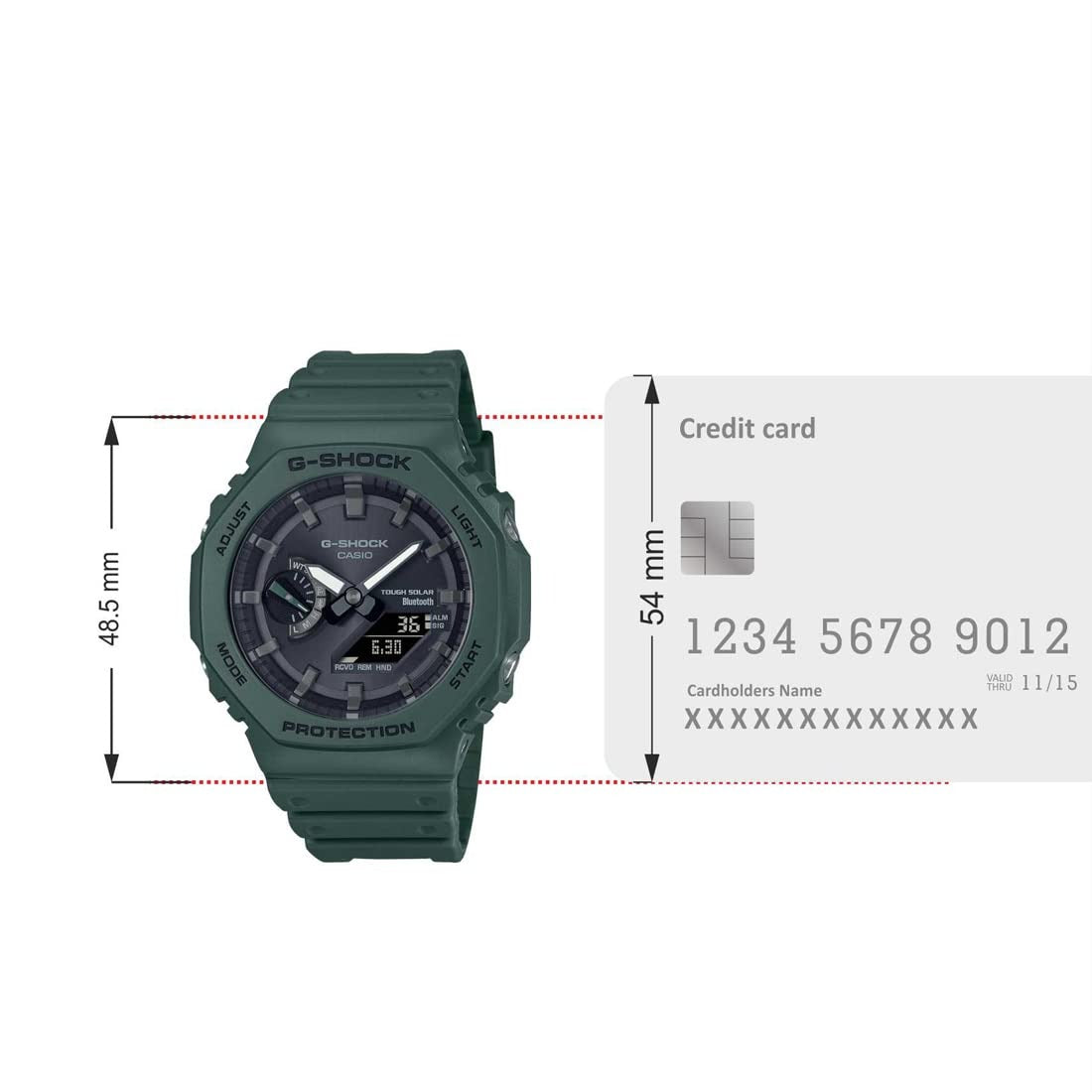 G-Shock Analog-Digital Black Dial Green Resin Strap Solar Bluetooth Men's Watch GA-B2100-3ADR