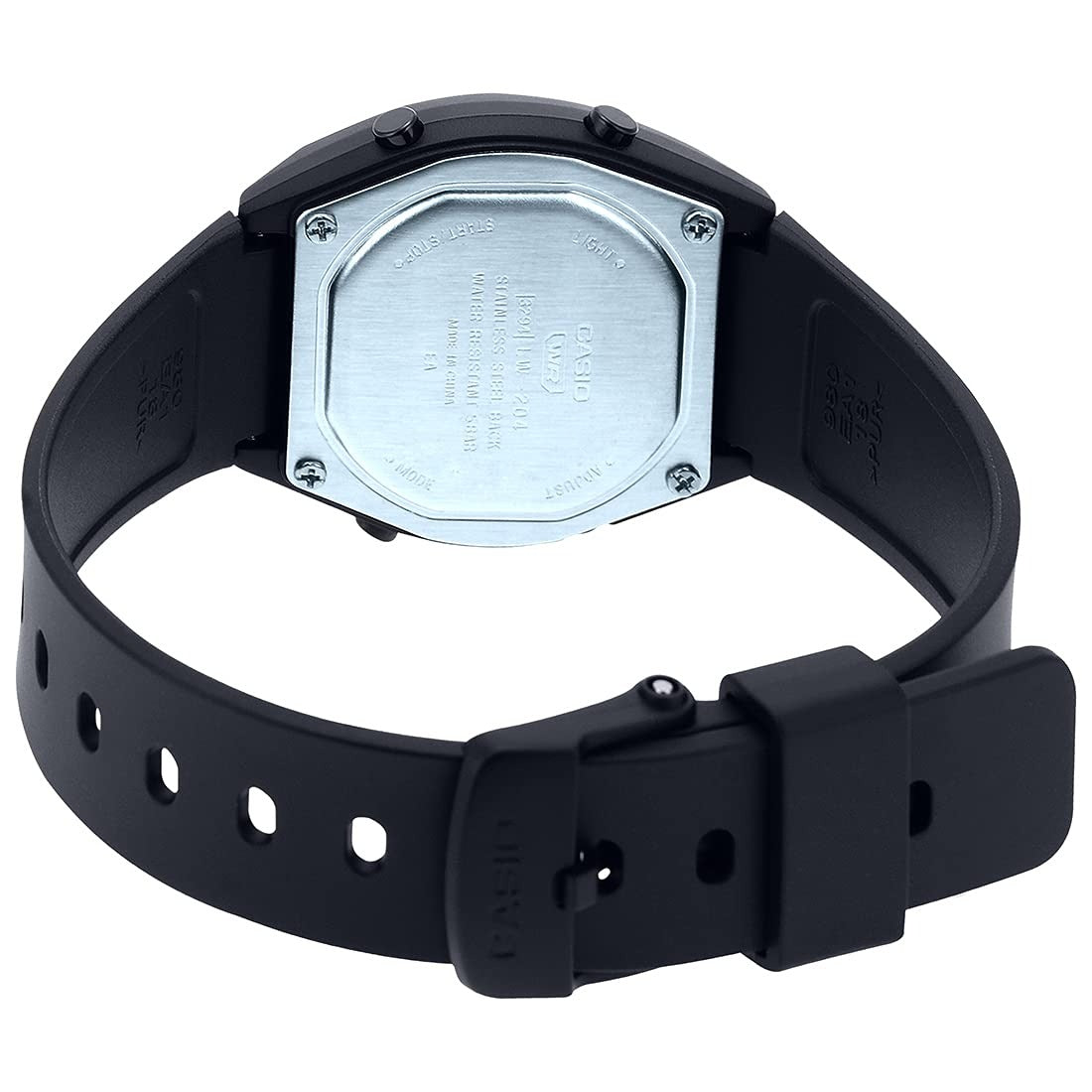 Casio Digital Black Dial Black Resin Strap Unisex Watch LW-204-1B