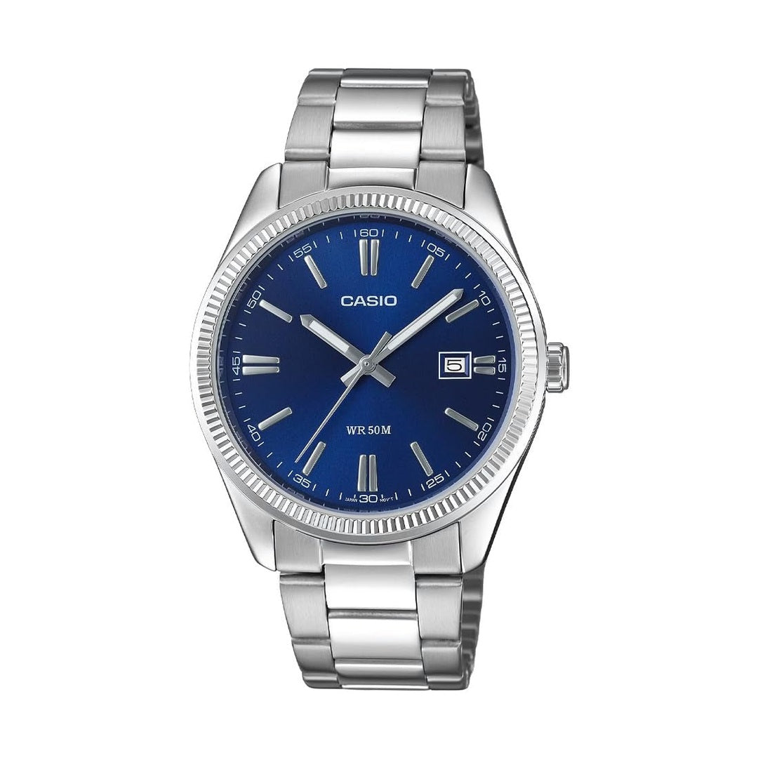 Casio Enticer Analog Blue Dial Silver Stainless Steel Bracelet Men's Watch MTP-1302PD-2AVEF