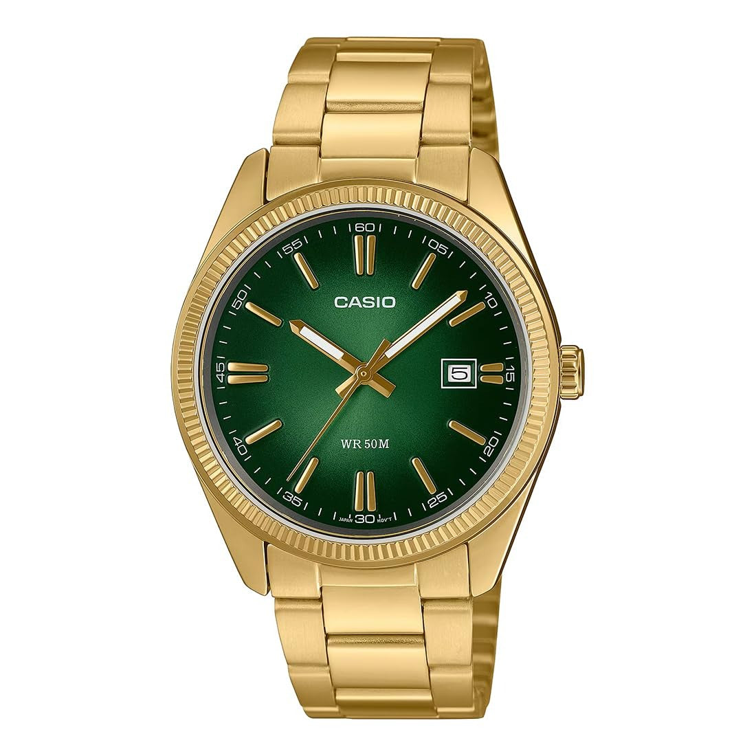 Casio Enticer Analog Green Dial Gold Stainless Steel Men's Watch MTP-1302PGC 3AVEF