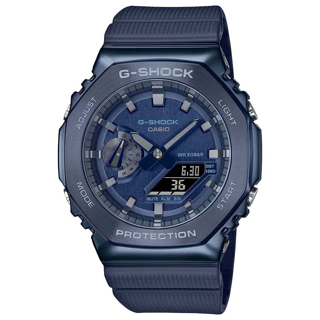G-Shock Analog-Digital Blue Metal Dial Navy Blue Resin Strap Men's Watch GM-2100N-2ADR