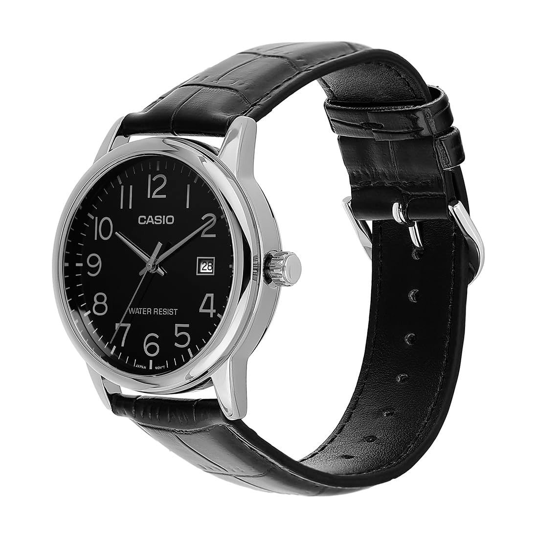 Casio Enticer Analog Black Dial Stainless Steel Leather Men's Watch MTP-V002L-1BUDF [A2315]