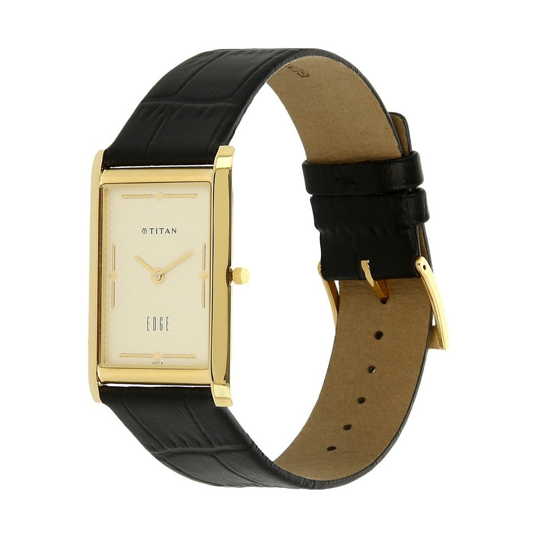 Titan Edge Champagne Dial Men's Watch 1043YL05