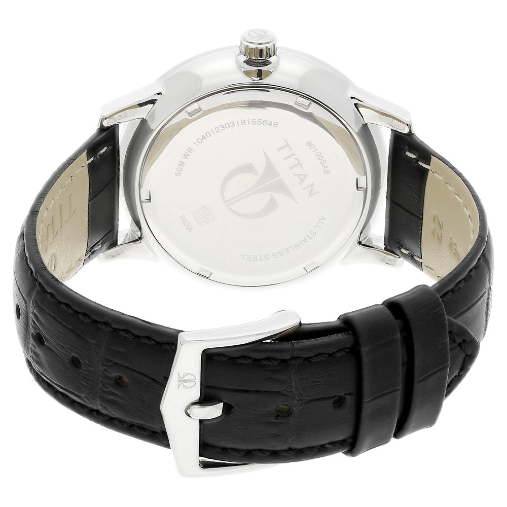 Titan On Trend Silver Dial Quartz Multifunction Leather Strap watch for Men - NM90100SL01