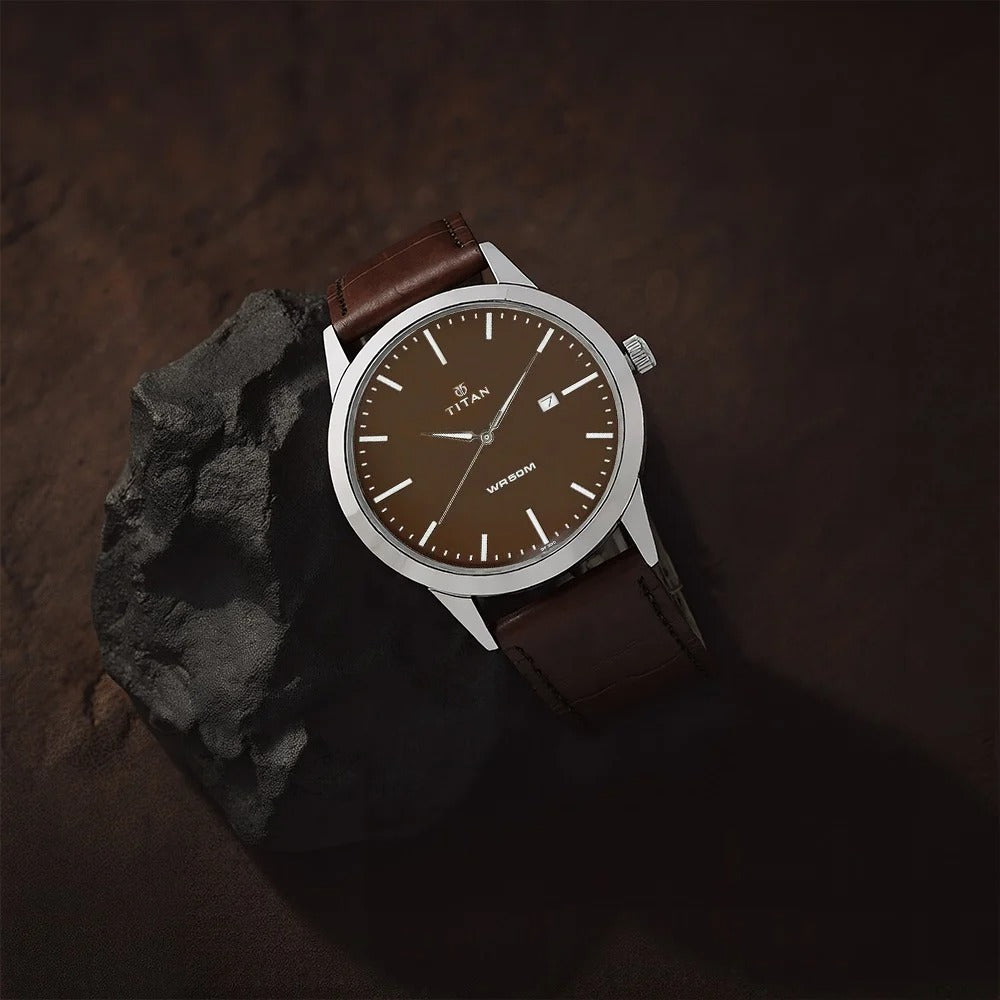Titan Karishma Brown Dial Men's Watch 1584SAE