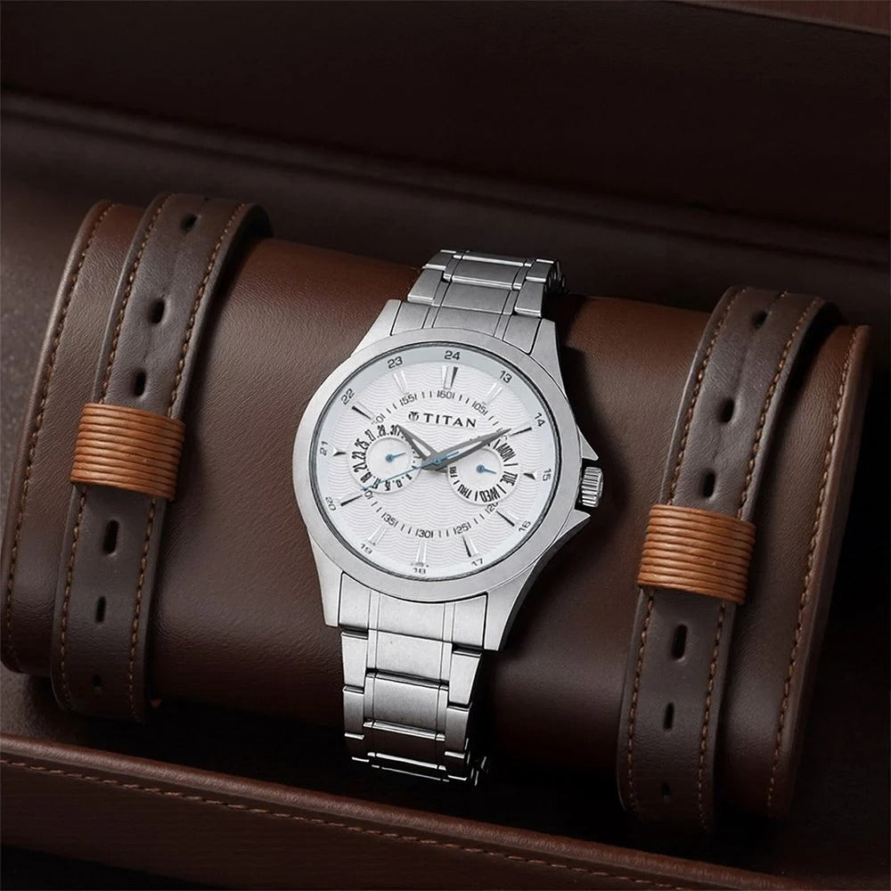 Titan Multifunction Silver Dial Men's Watch NN9323SM01