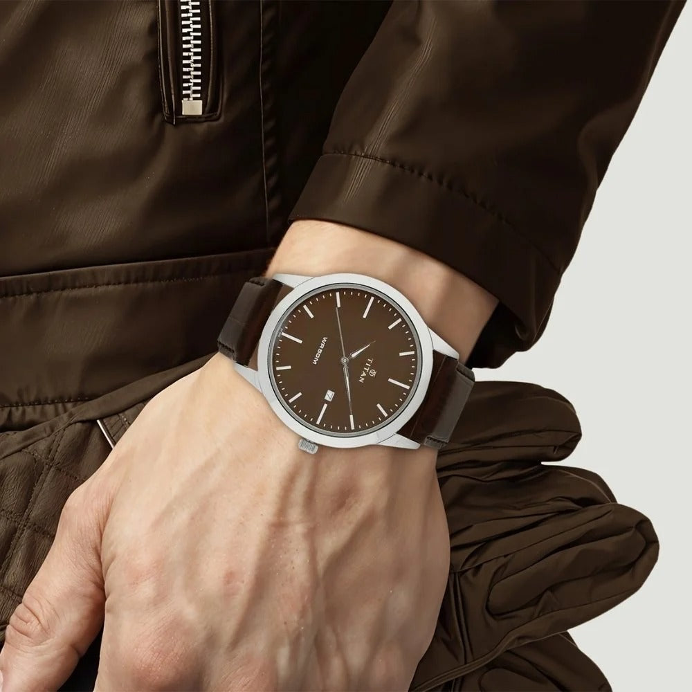 Titan Karishma Brown Dial Men's Watch 1584SAE
