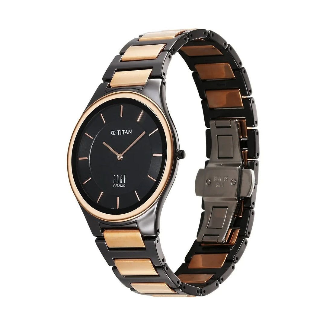 Titan Edge Ceramic Black Dial Men's Watch 1696KC01
