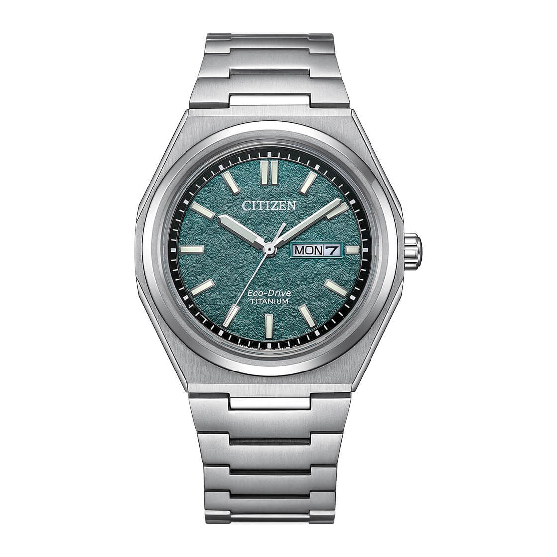 Citizen Zenshin Men Automatic Green Dial Analog Stainless Steel Watch AW0130-85X