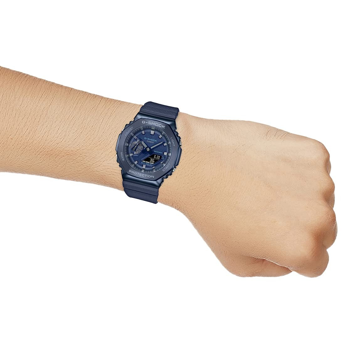 G-Shock Analog-Digital Blue Metal Dial Navy Blue Resin Strap Men's Watch GM-2100N-2ADR