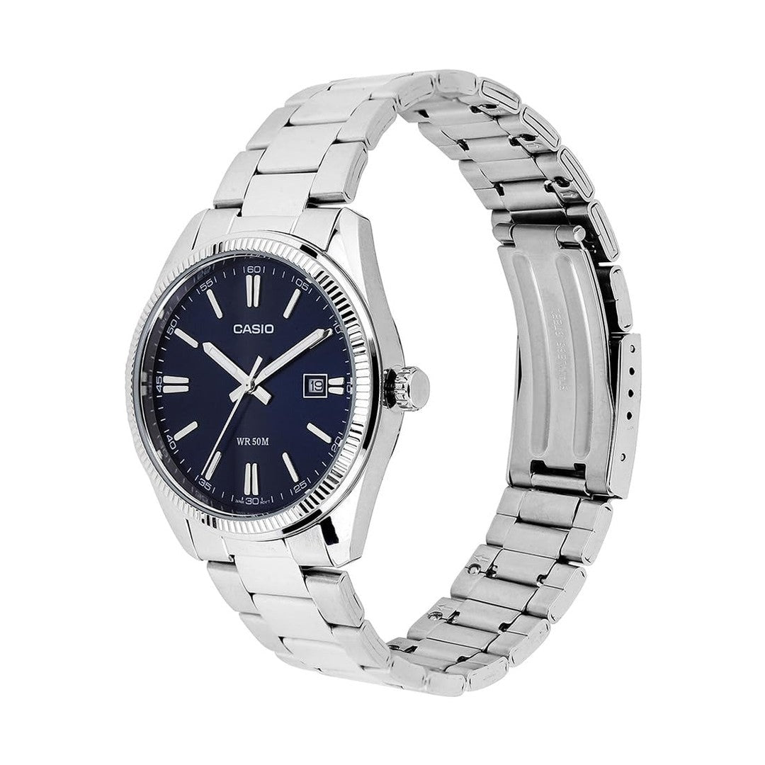 Casio Enticer Analog Blue Dial Silver Stainless Steel Bracelet Men's Watch MTP-1302PD-2AVEF