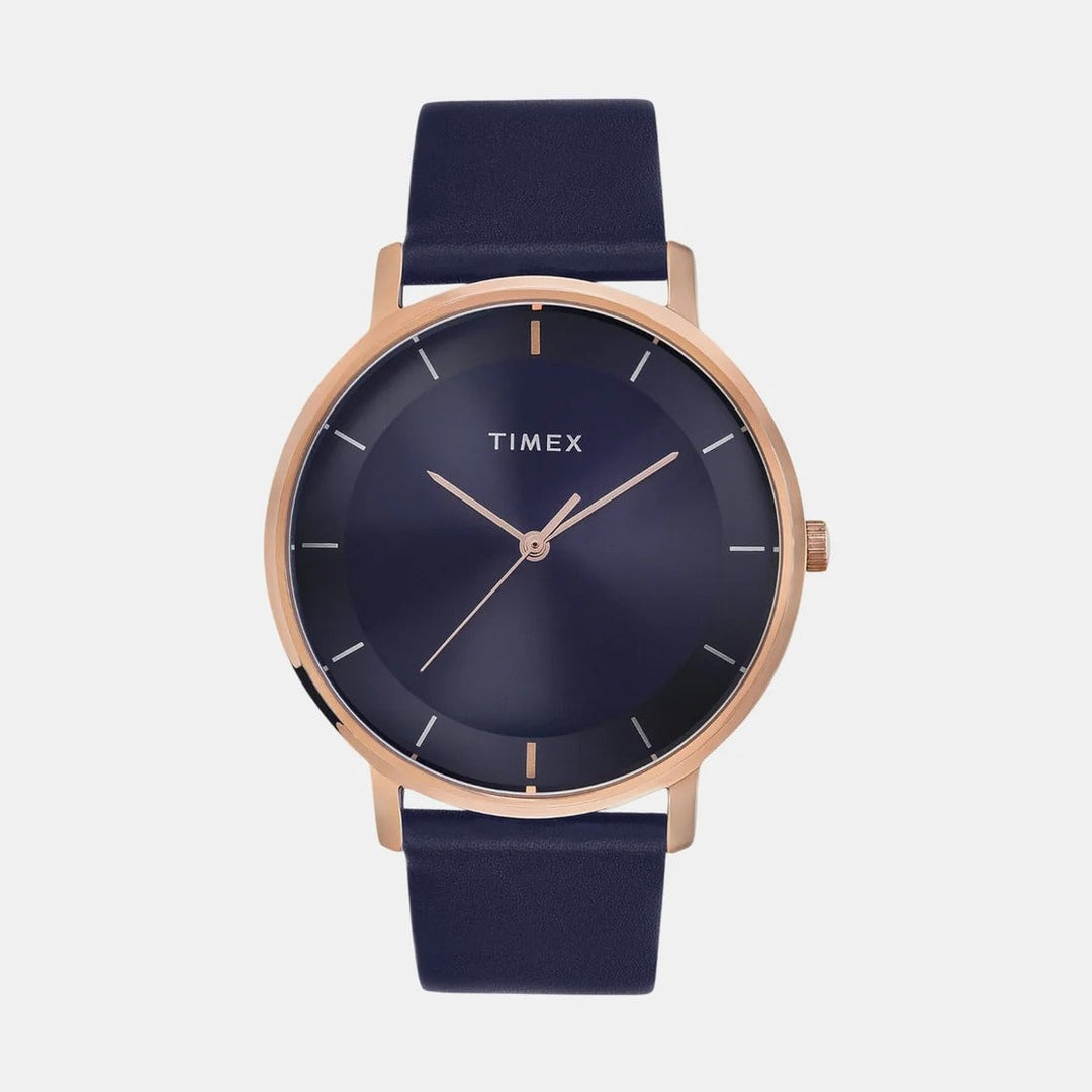 Timex Classics Quartz Blue Dial Analog Leather Men's Watch TW0TG8015