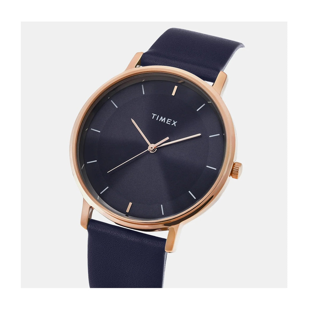Timex Classics Quartz Blue Dial Analog Leather Men's Watch TW0TG8015