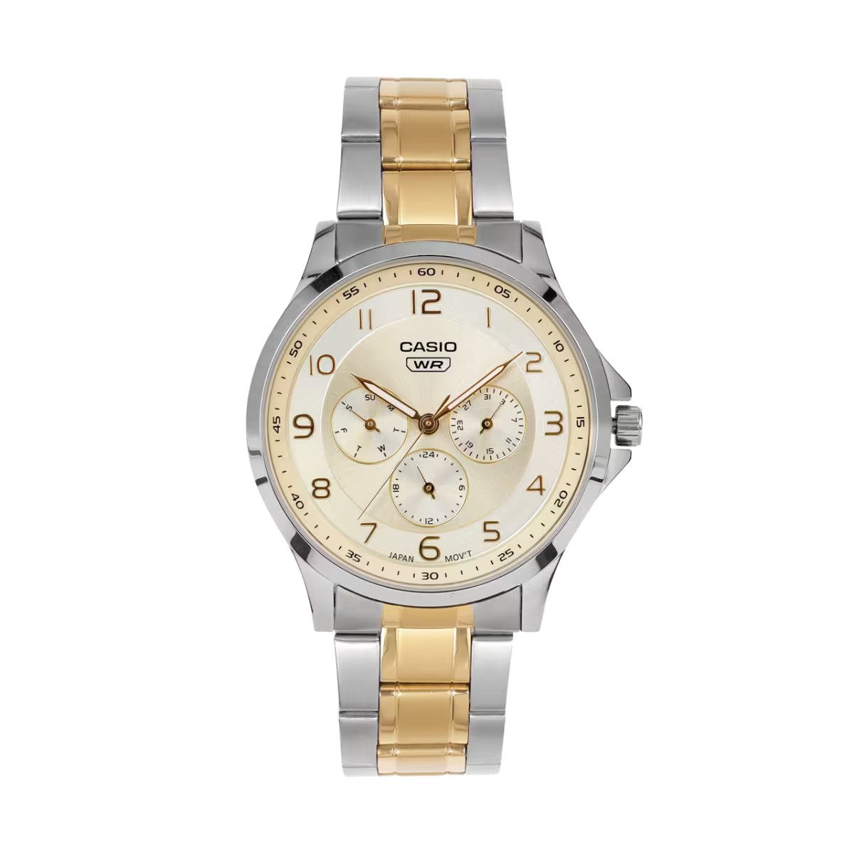 Casio Enticer Analog Silver Dial Tow-tone Stainless Steel Bracelet Men's Watch MTP-SN2KSG-9A