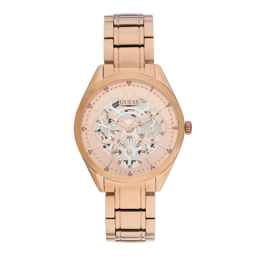 GUESS Clear Cut Rose Gold Dial Women Watch GW0253L3