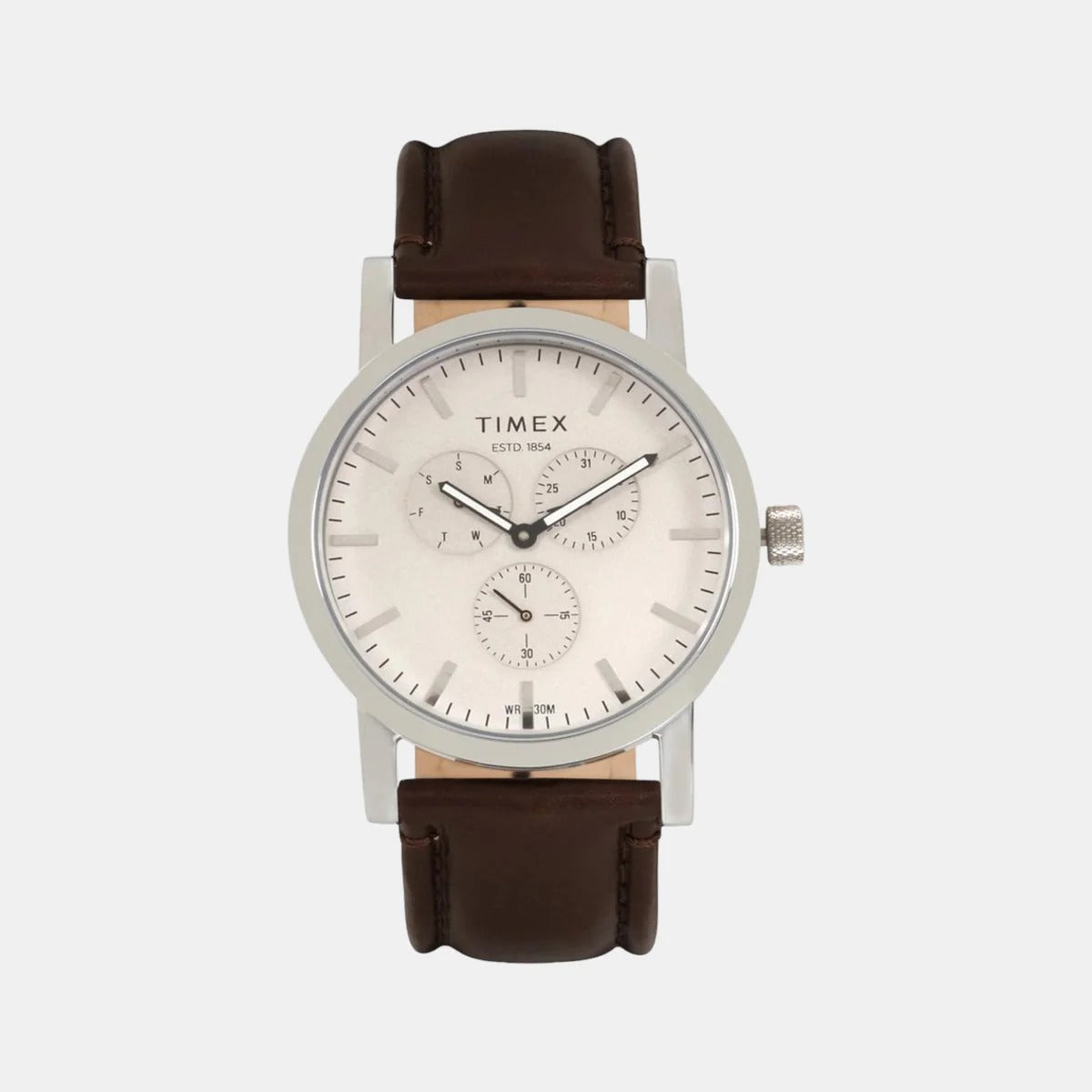 Timex Quartz Grey Dial Chronograph Leather Men's Watch TWEG16606