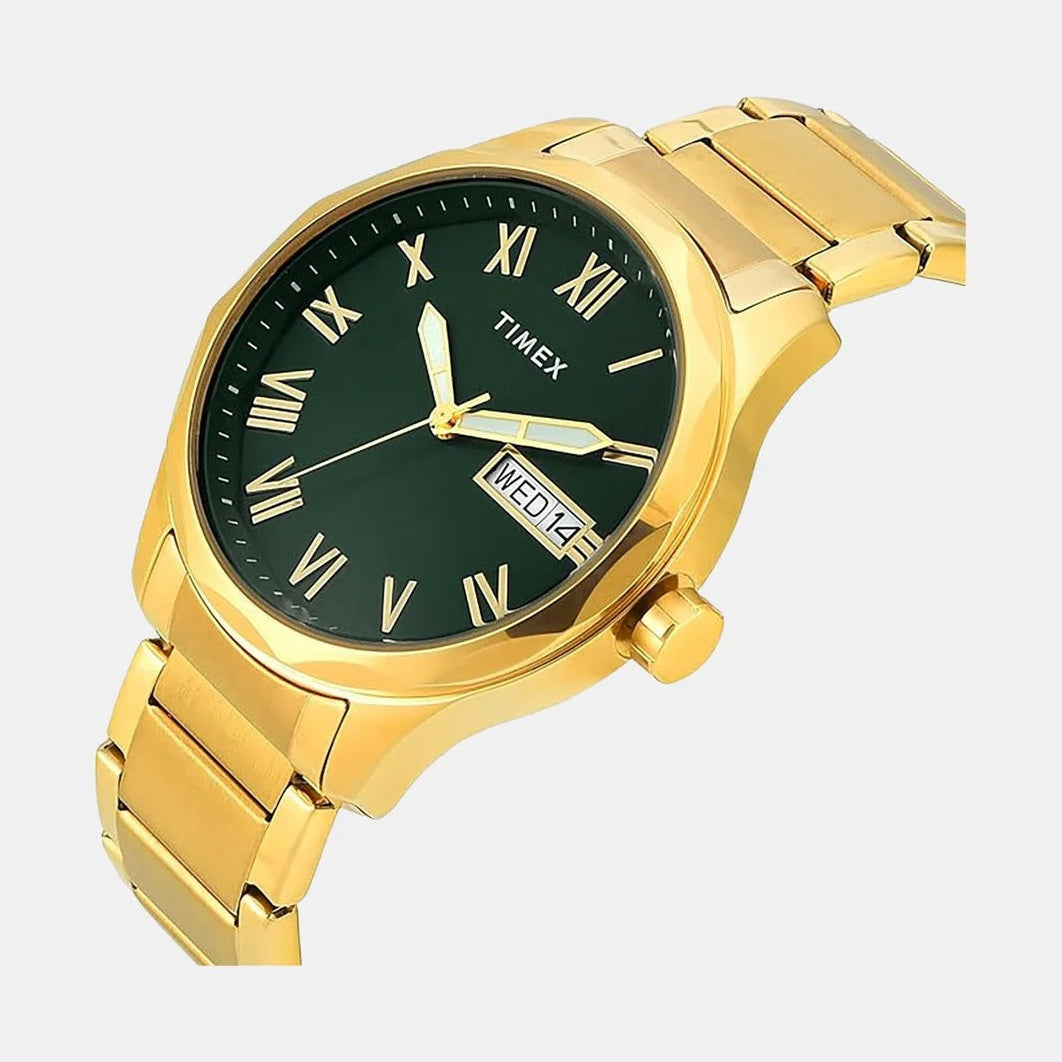 Timex Fashion Quartz Green Dial Analog Stainless Steel Men's Watch TW0TG7640
