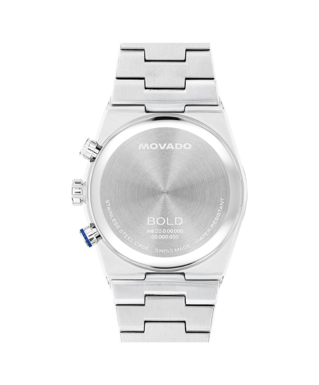 Movado BOLD Quartz Silver & Blue Dial Chronograph Stainless Steel Men's Watch 3601304