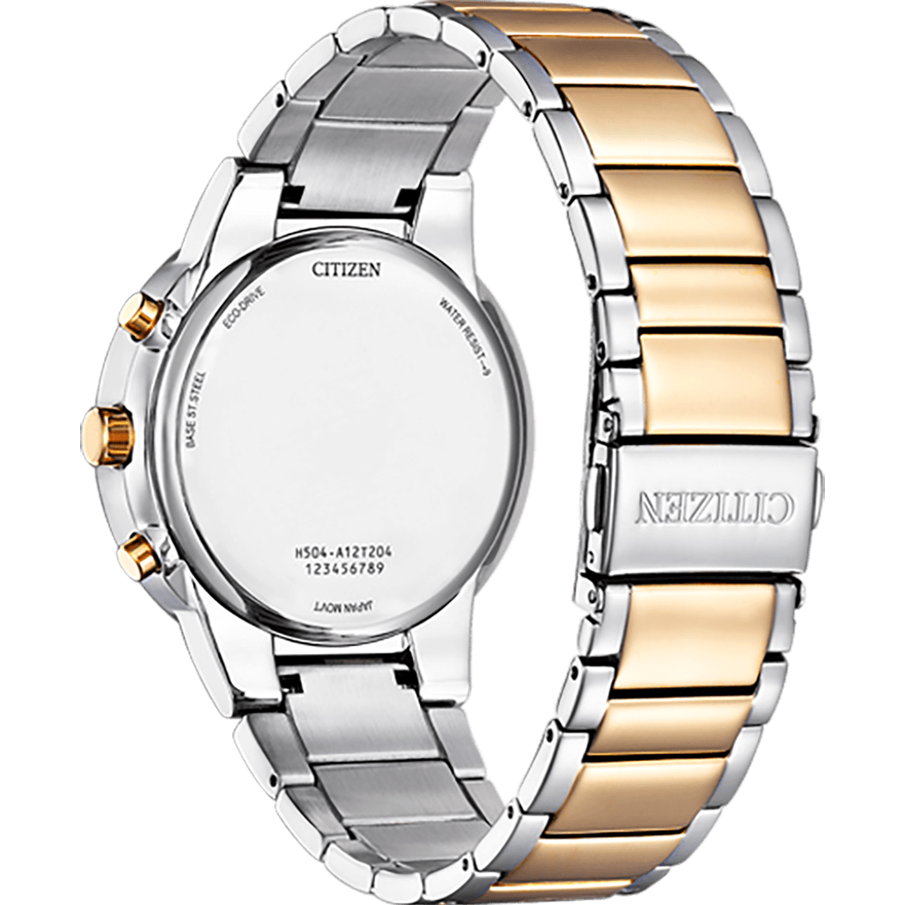 Citizen Axiom Men Eco-Drive White Dial Chronograph Stainless Steel Watch AT2244-84A