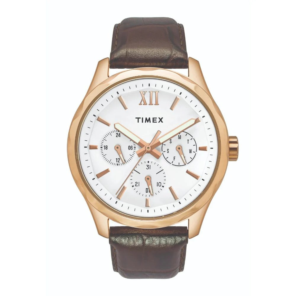 Timex Empera Quartz White Dial Chronograph Leather Men's Watch TW0TG7600