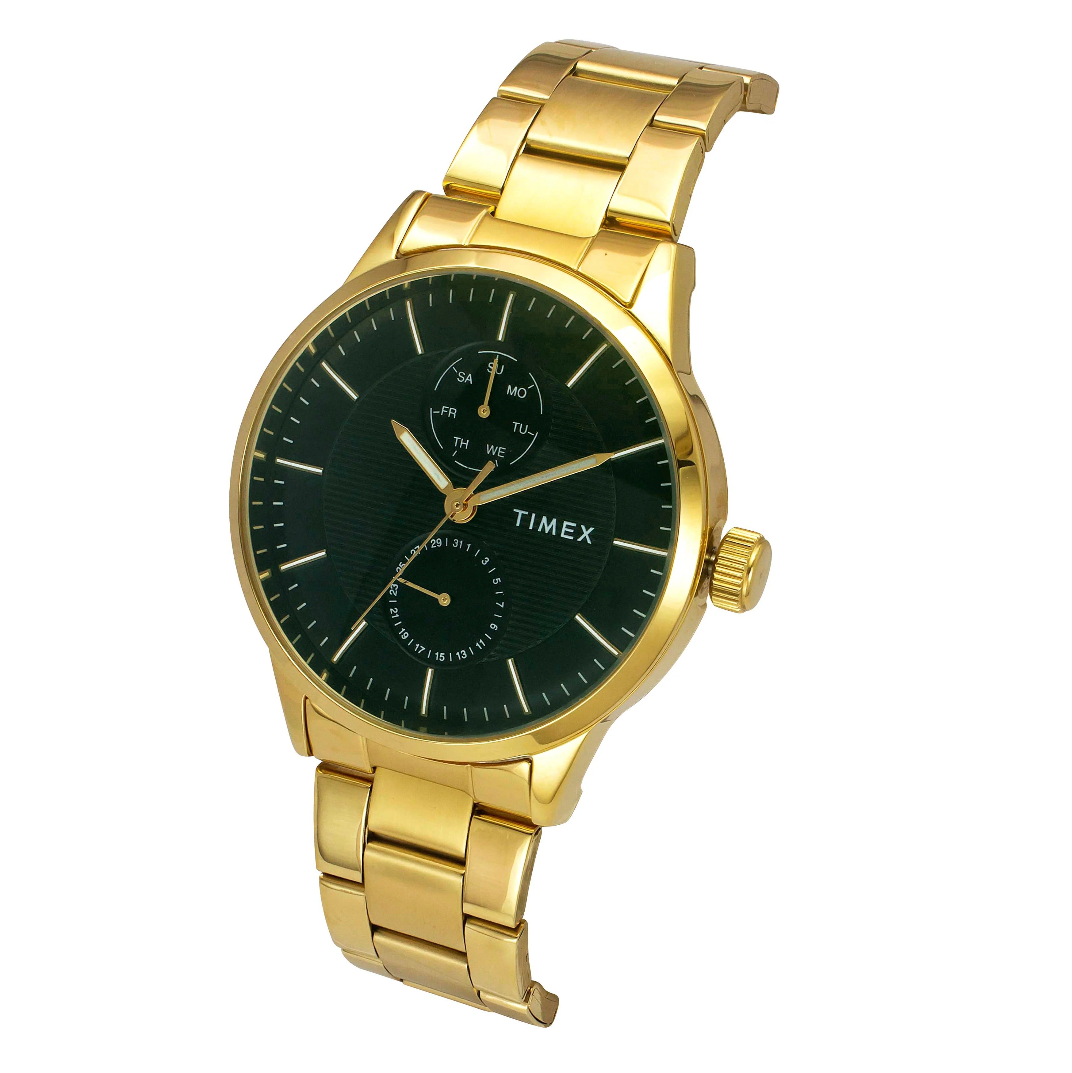 Timex Fashion Quartz Green Dial Multi-Function Stainless Steel Men's Watch-TWEG19939