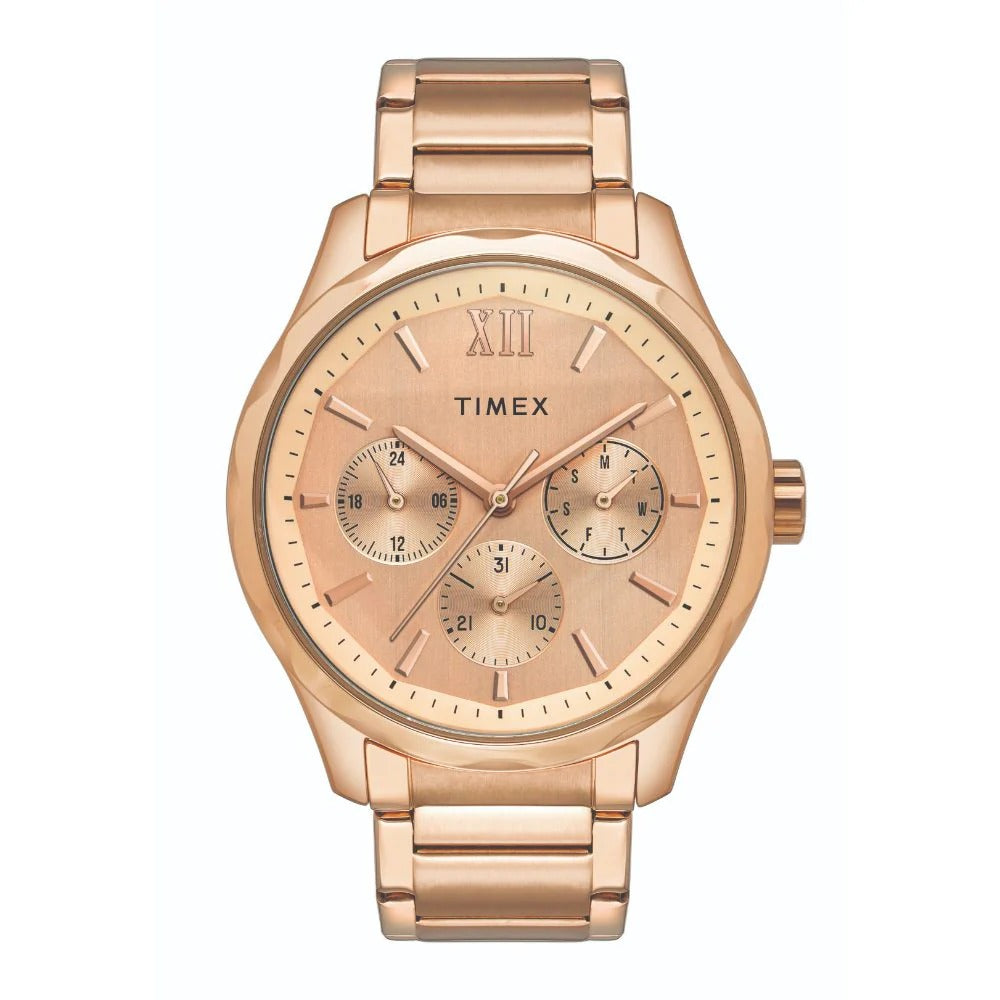 Timex Empera Couple Quartz Rose Gold Dial Multi-Function Stainless Steel Watch TW00PR266