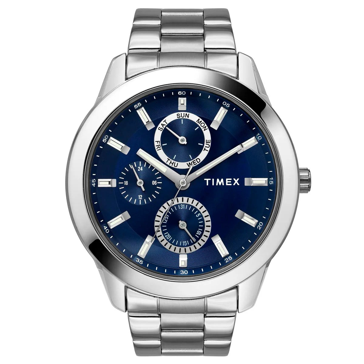Timex Fashion Quartz Blue Dial Chronograph Stainless Steel Men's Watch TWEG18507