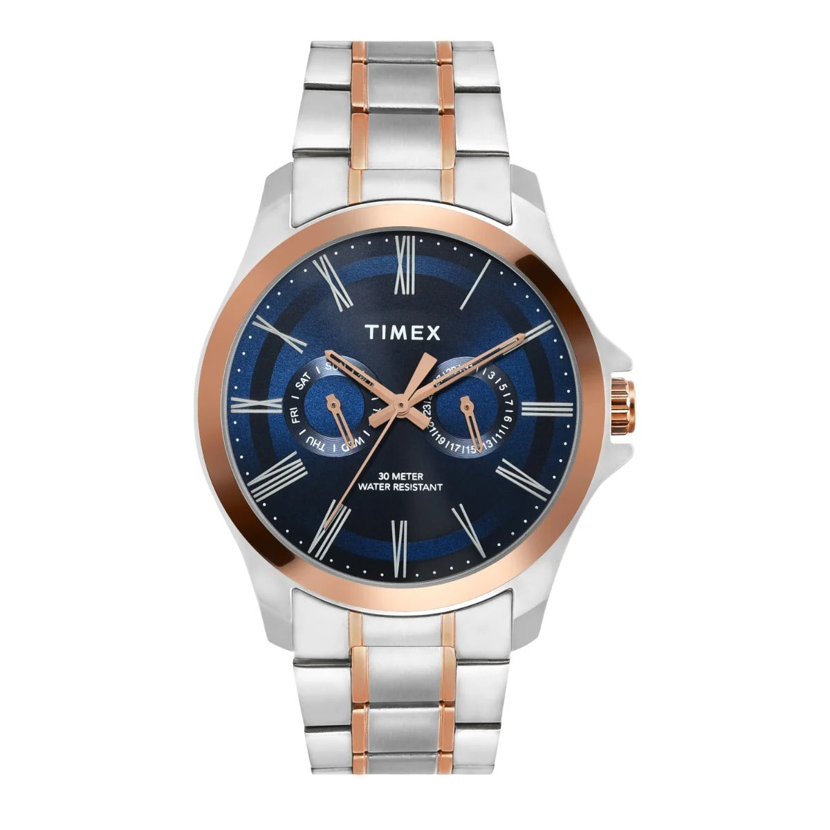 Timex Classics Quartz Blue Dial Multi-Function Stainless Steel Men's Watch TW000X131