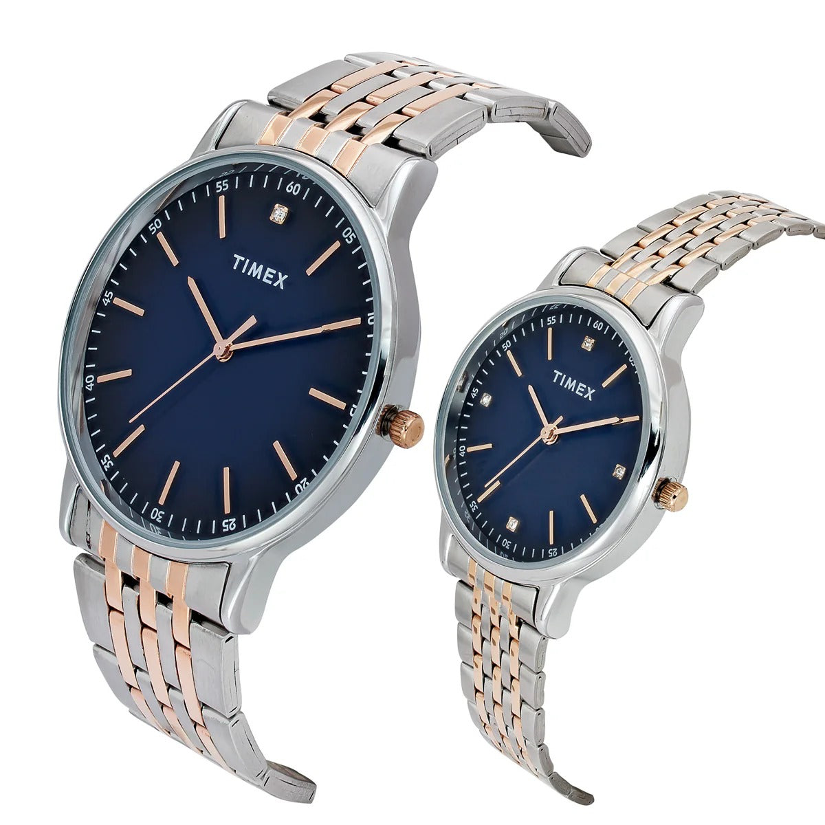 Timex Fashion Quartz Blue Dial Analog Stainless Steel Couple Watch TW00PR330