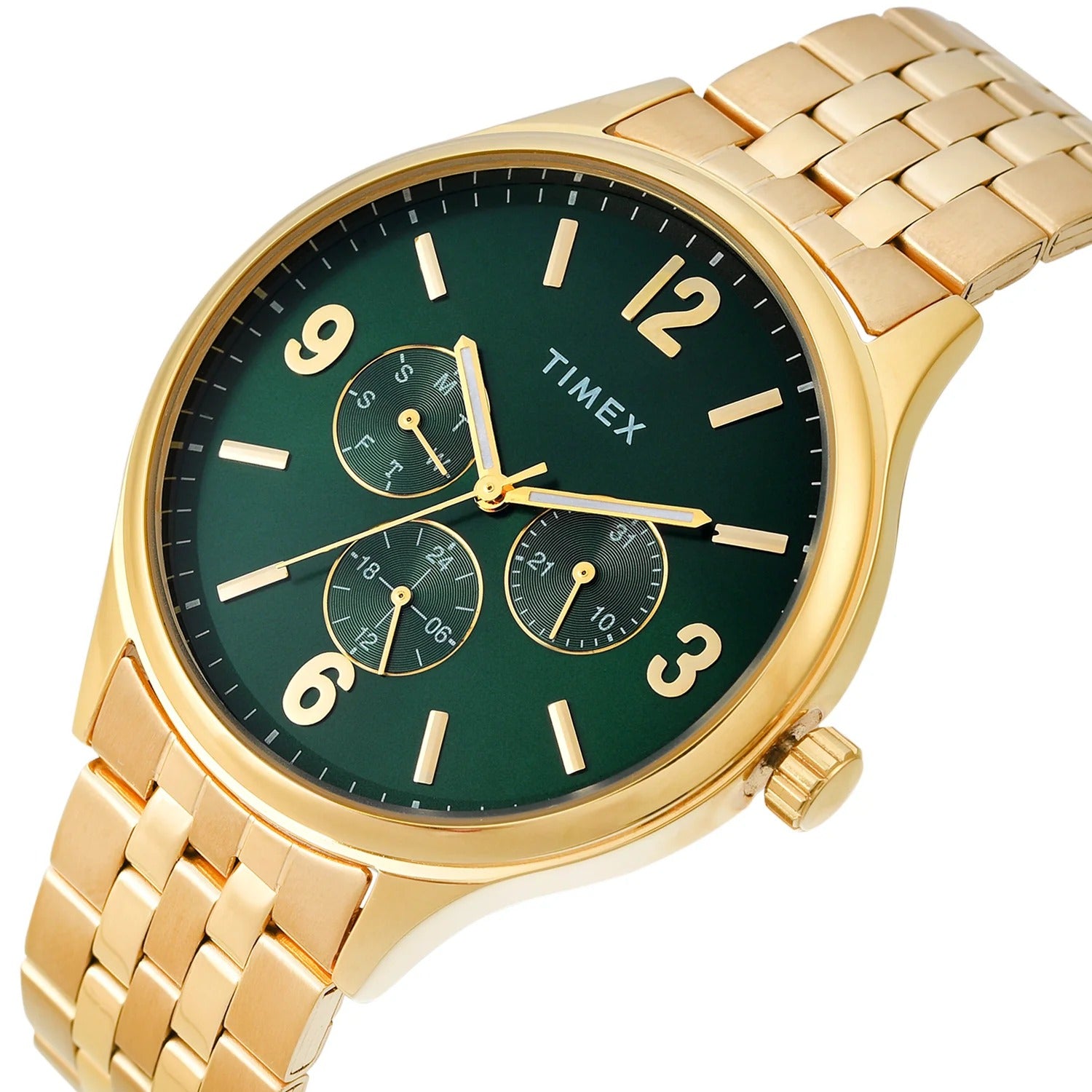 Timex Fashion Quartz Green Dial Multi-Function Stainless Steel  Men's Watch TWEG18440