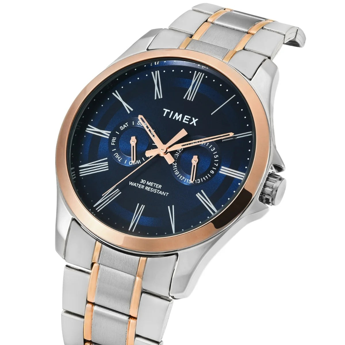 Timex Classics Quartz Blue Dial Multi-Function Stainless Steel Men's Watch TW000X131
