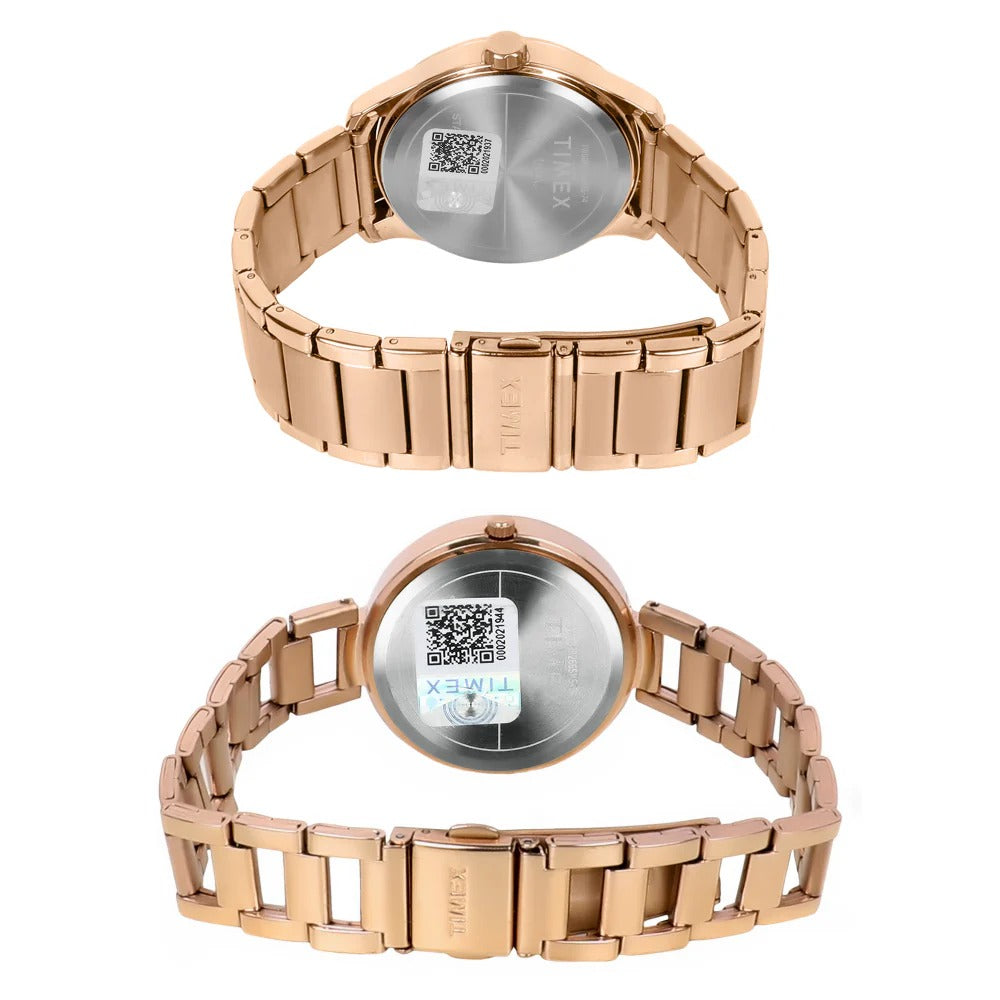 Timex Empera Couple Quartz Rose Gold Dial Multi-Function Stainless Steel Watch TW00PR266