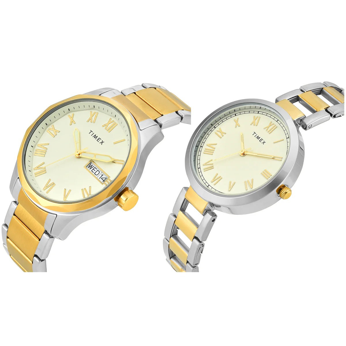 Timex Trendline Couple Quartz Cream Dial Analog Stainless Steel Watch TW00PR341