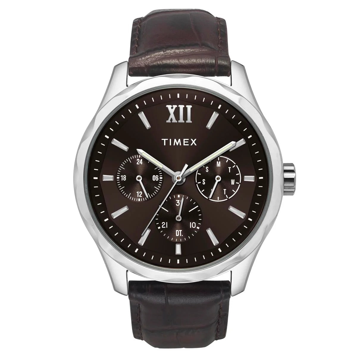 Timex Fashion Quartz Brown Dial Multi-Function Leather Men's Watch TW0TG7633