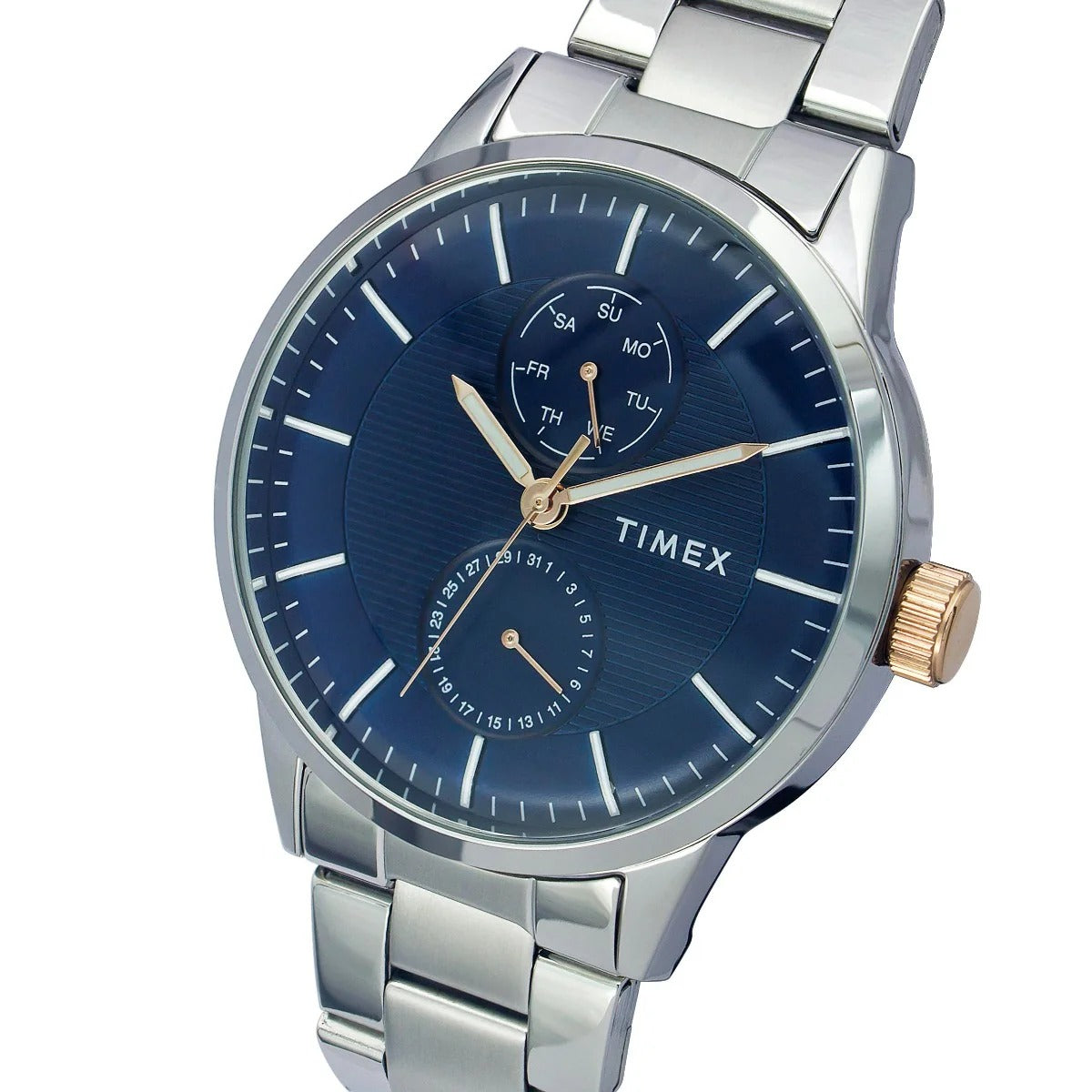 Timex Fashion Quartz Blue Dial Multi-Function Stainless Steel Men's Watch TWEG19901