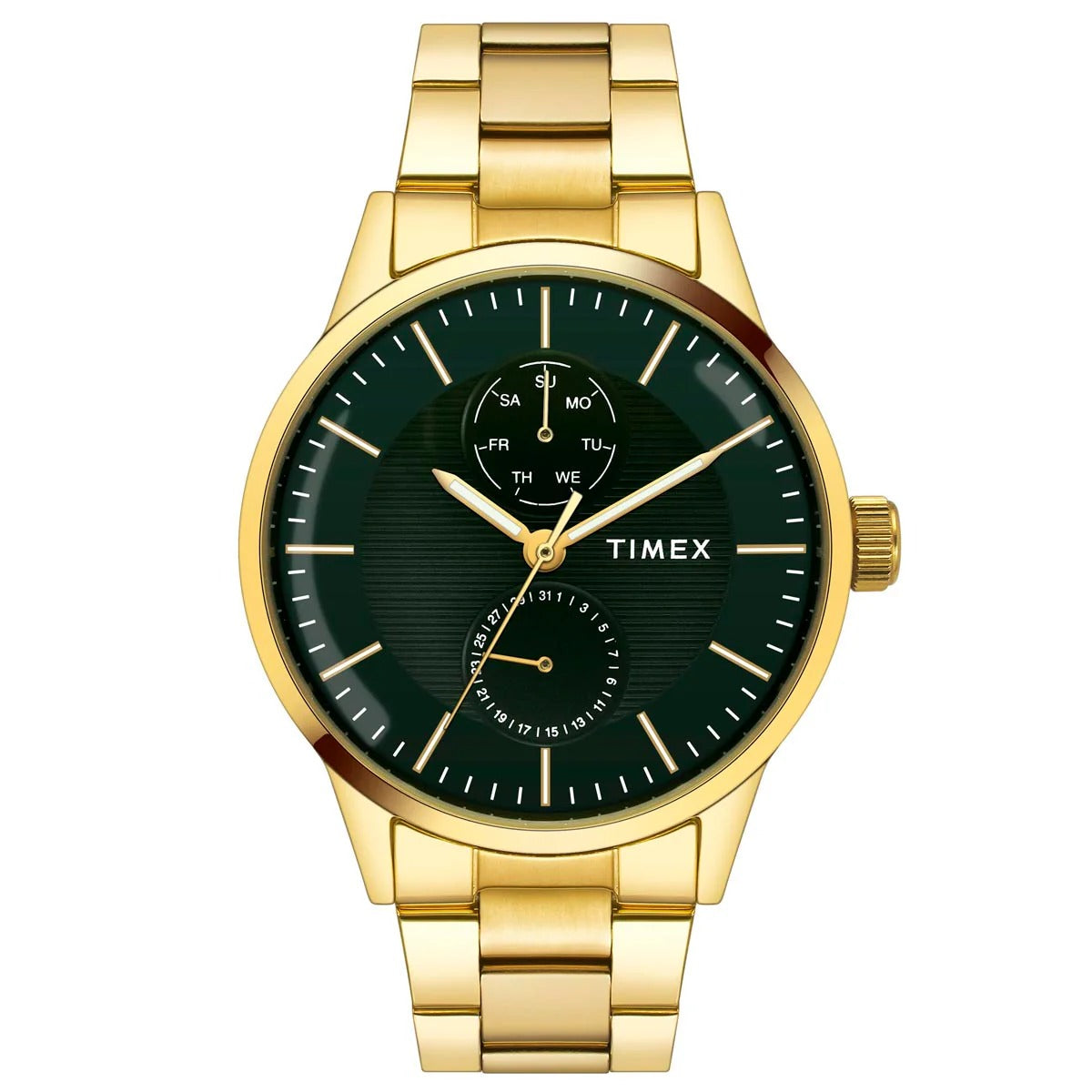Timex Fashion Quartz Green Dial Multi-Function Stainless Steel Men's Watch-TWEG19939