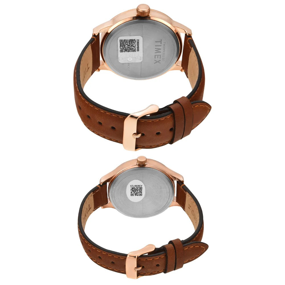 Timex Multi-Function Quartz Blue Dial Leather Couple Watch TW00PR302