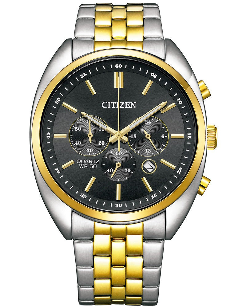 Citizen Men Quartz Black Dial Chronograph Stainless Steel Watch AN8214-55E