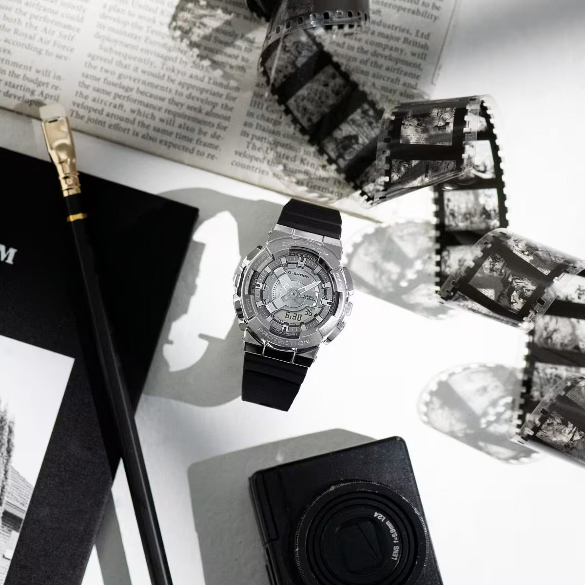 G-Shock GM-S110-1ADR Silver Analog-Digital Dial Black Resin Strap Women's Watch  G1314