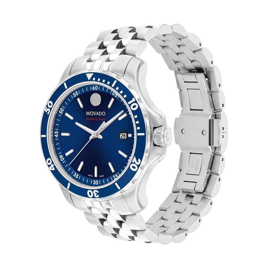 Movado Series 800 Men Quartz Blue Dial Analog Stainless Steel Watch 2600183